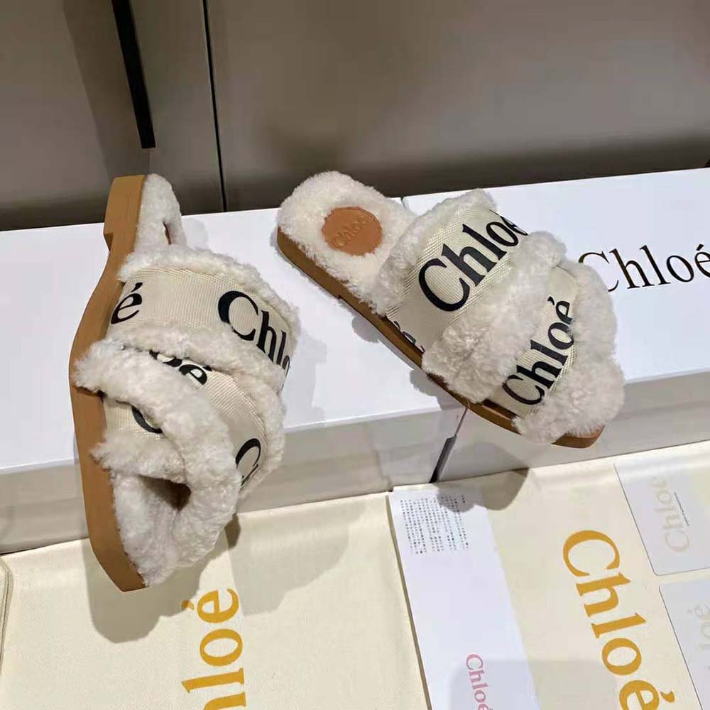 Chloe Women Woody Flat Mule in Canvas with Shearling - image 7