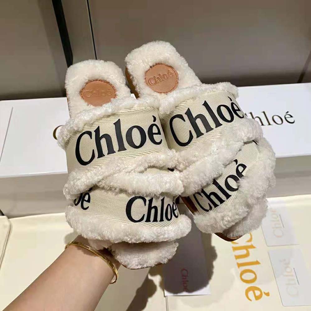 Chloe Women Woody Flat Mule in Canvas with Shearling - image 10