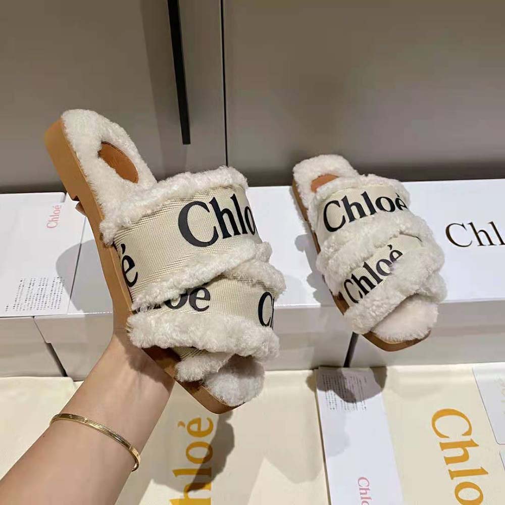 Chloe Women Woody Flat Mule in Canvas with Shearling - image 9