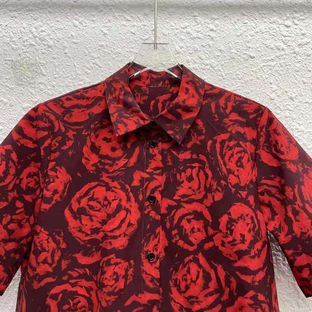 Dior Women Blouse Red Dior Roses Silk Taffeta - image 4