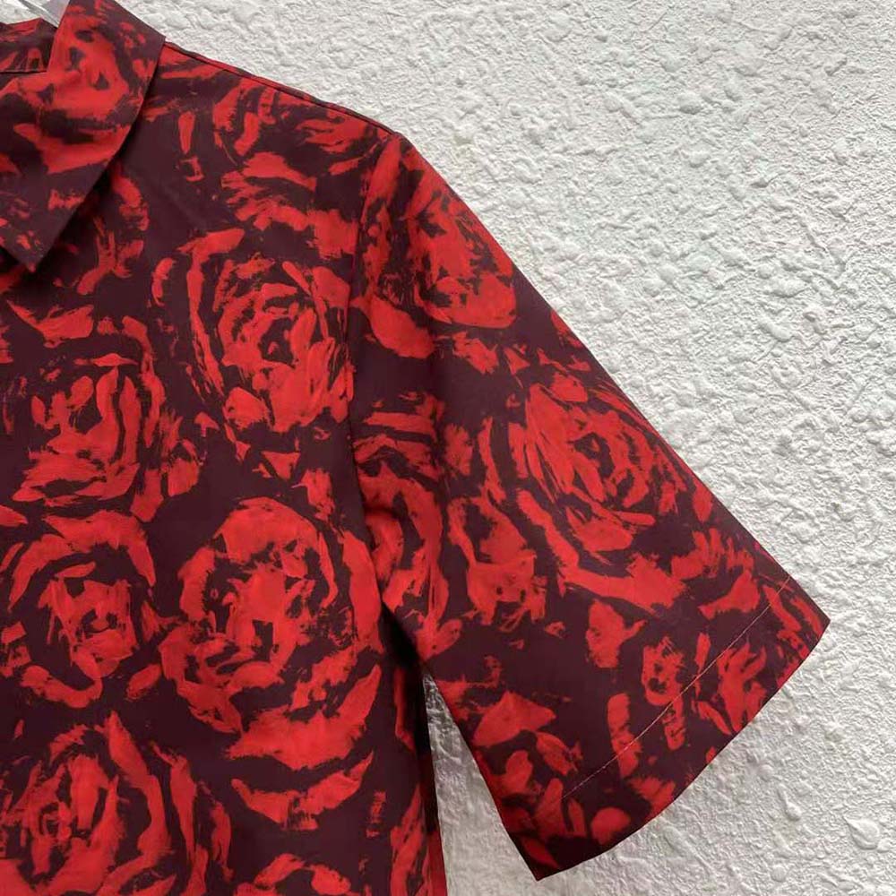 Dior Women Blouse Red Dior Roses Silk Taffeta - image 7