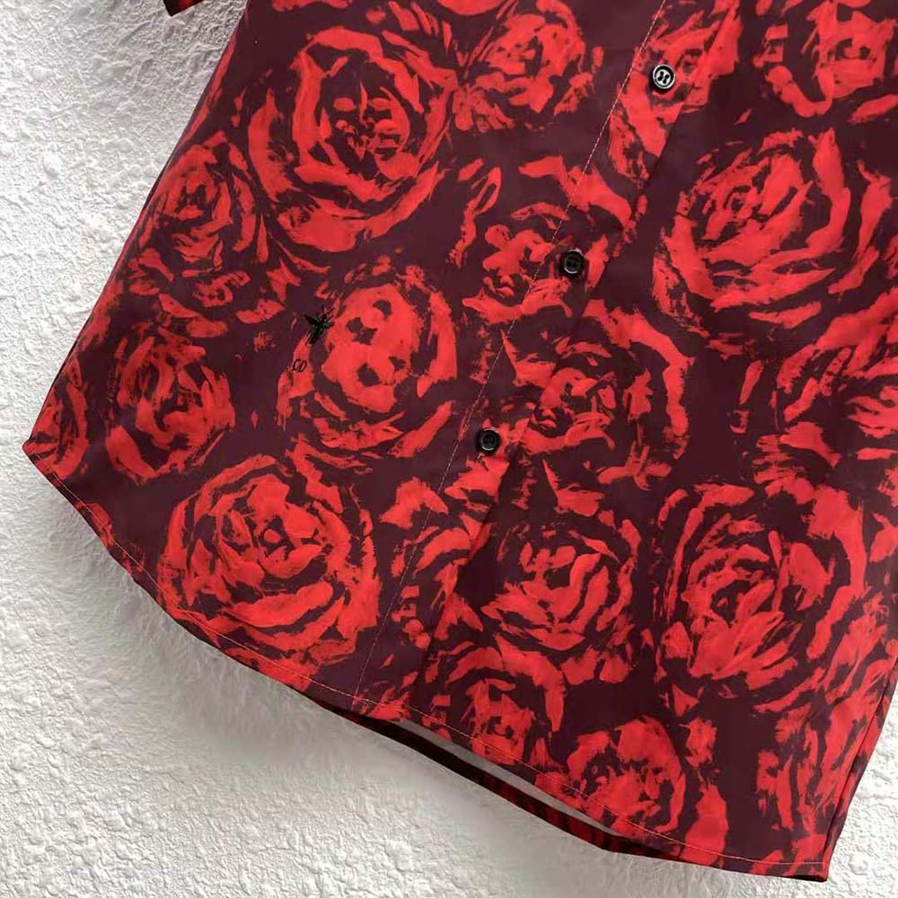 Dior Women Blouse Red Dior Roses Silk Taffeta - image 6