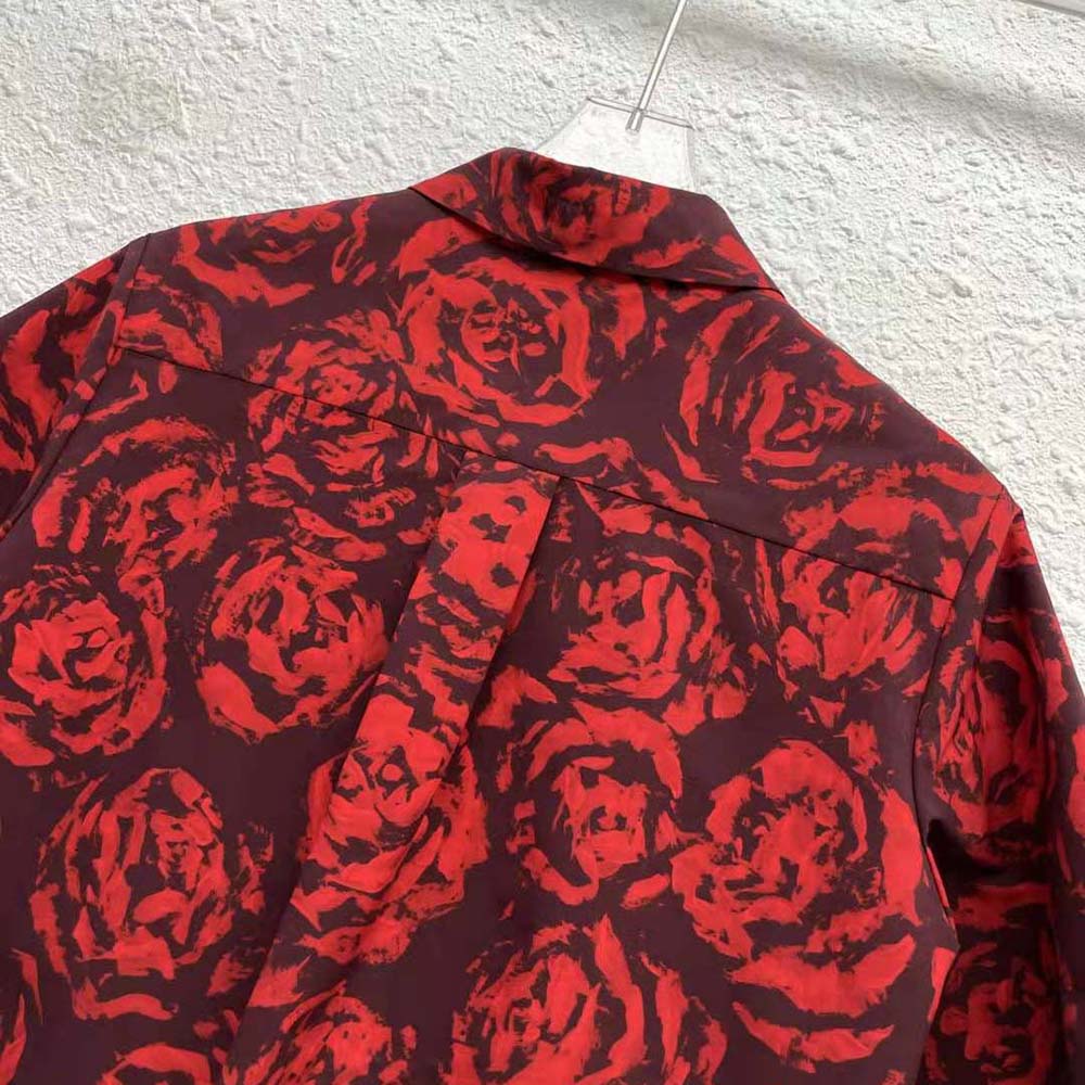 Dior Women Blouse Red Dior Roses Silk Taffeta - image 5