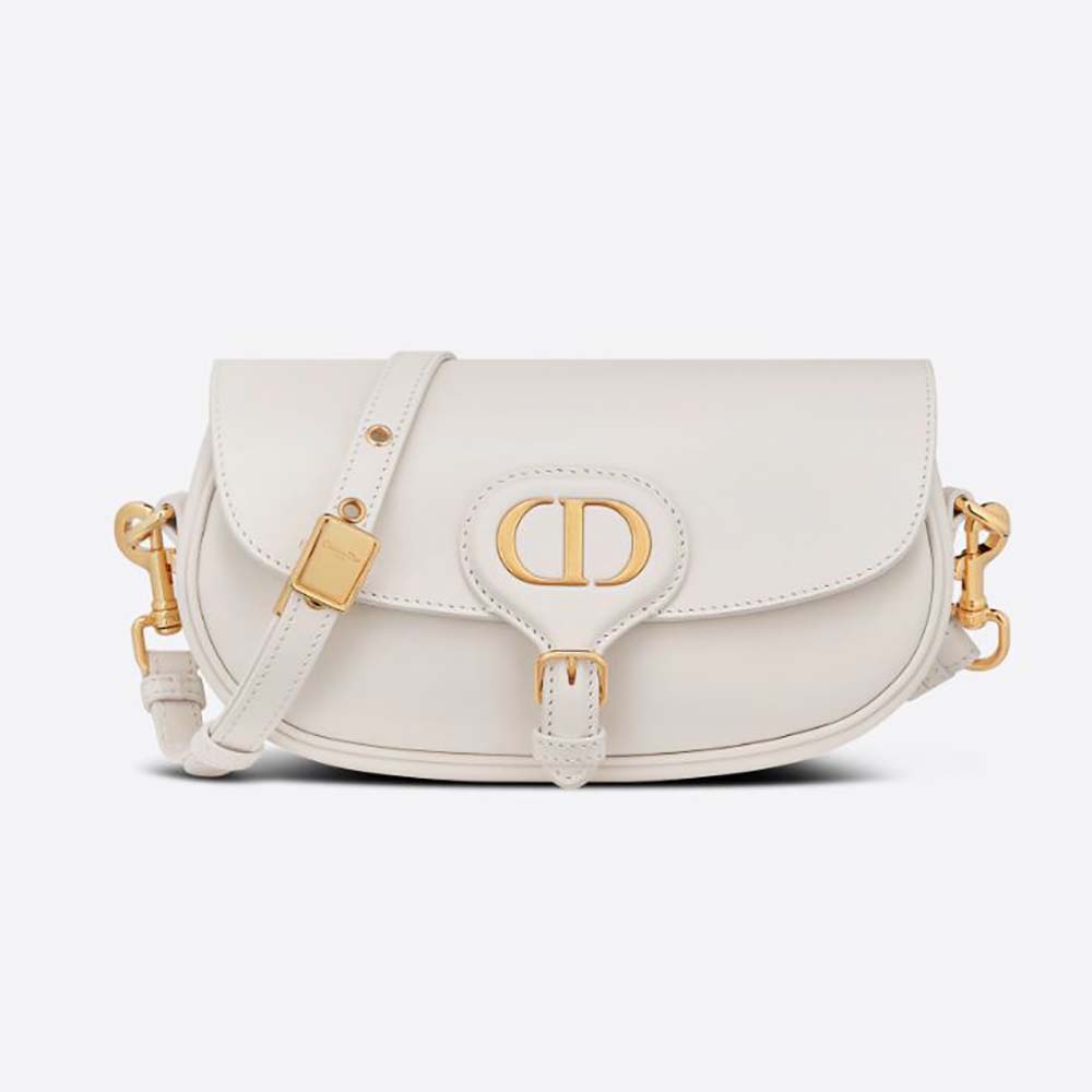 Front angle view of Dior Women Bobby East-West Bag Box Calfskin-White
