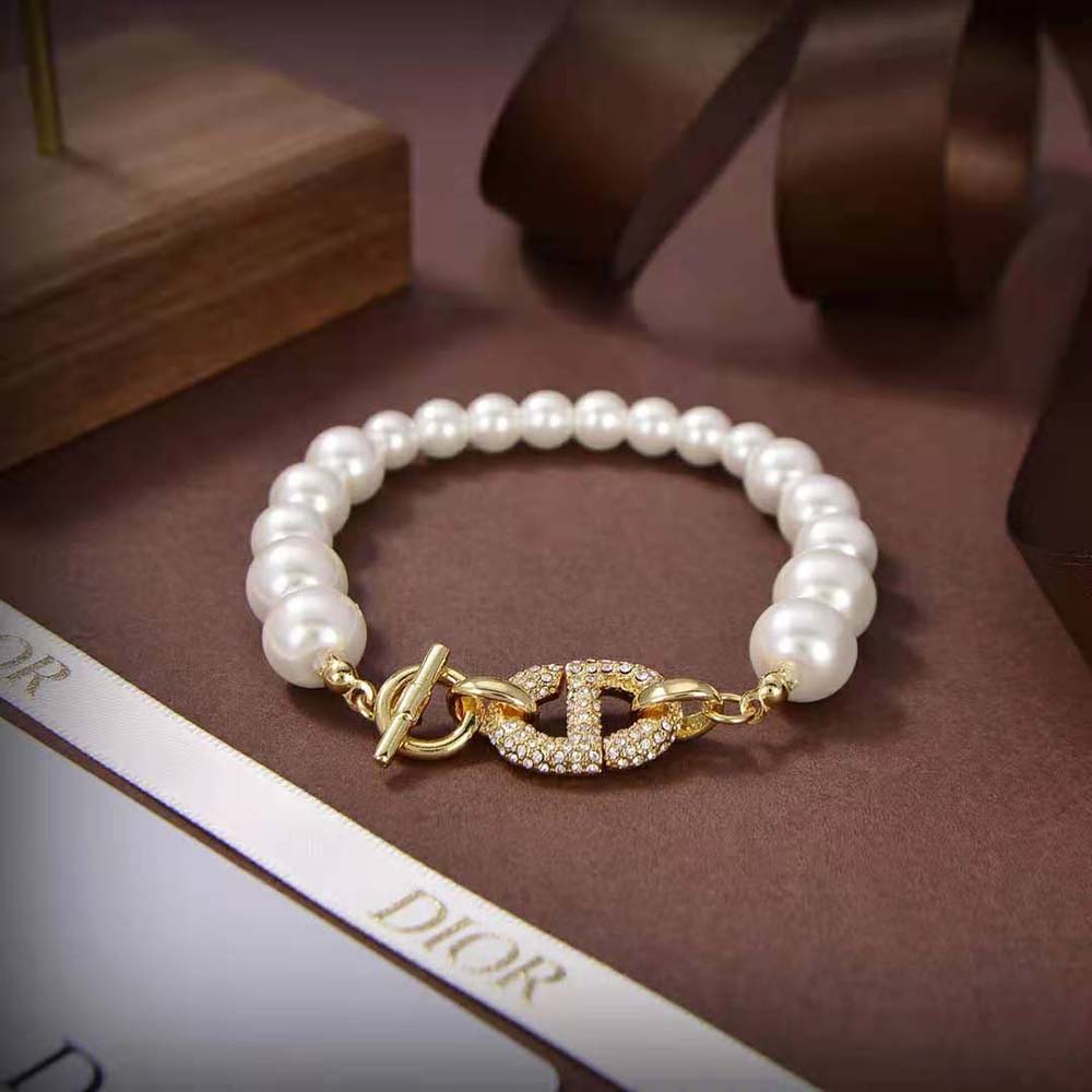 Dior Women CD Navy Bracelet Gold-Finish Metal showing signature logo