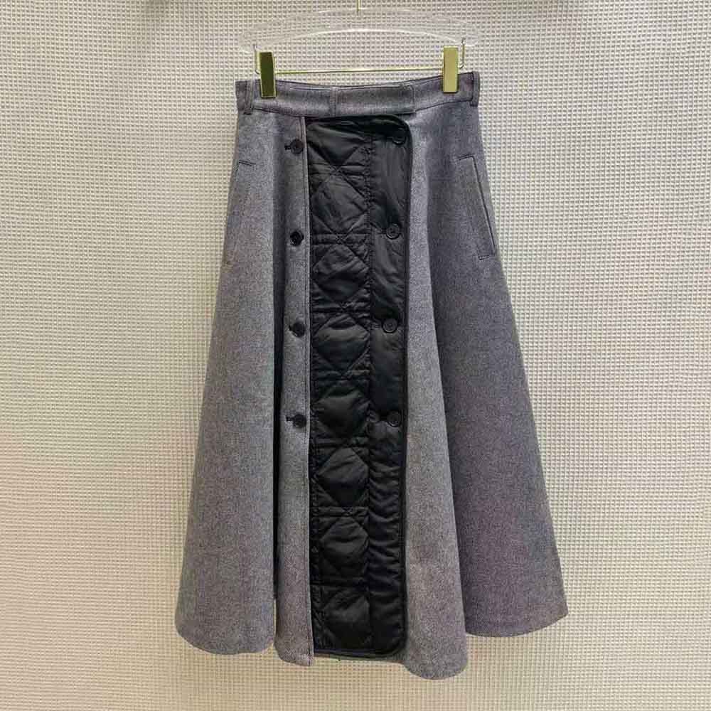 Close-up of signature Cannage quilting on Dior Women Cannage Lined Mid-Length Skirt