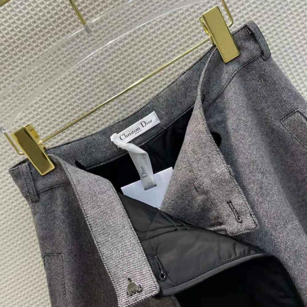 Dior Women Cannage Lined Mid-Length Skirt Gray Technical Cotton Drill - image 9