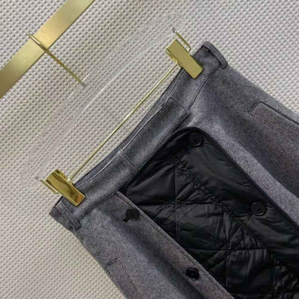 Dior Women Cannage Lined Mid-Length Skirt Gray Technical Cotton Drill - image 4