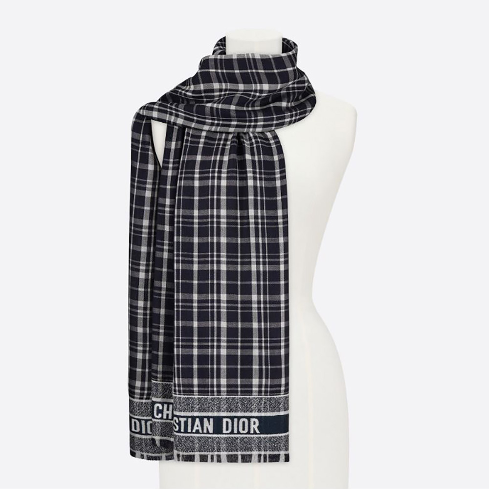 Front view of Dior Women Checkndior Pop Stole showing signature pattern
