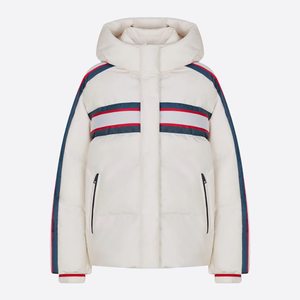 Front view of Dior Women Dioralps Hooded Down Jacket White Three-Tone
