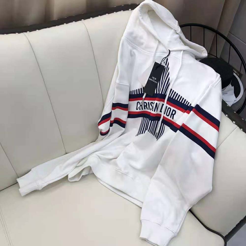 Dior Women Dioralps Hooded Sweatshirt White Three-Tone Dior Star Cotton Jersey - image 4