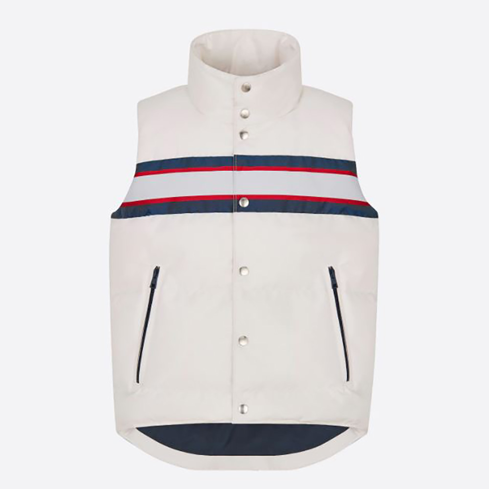 Front view of Dior Women Dioralps Sleeveless Down Jacket-White showcasing silhouette
