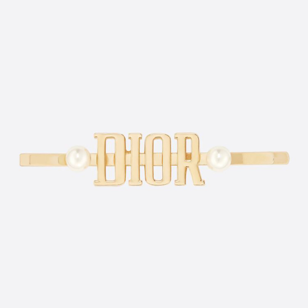 Close-up of Dior Women Dio(r)evolution Barrette gold-finish metal and pearls