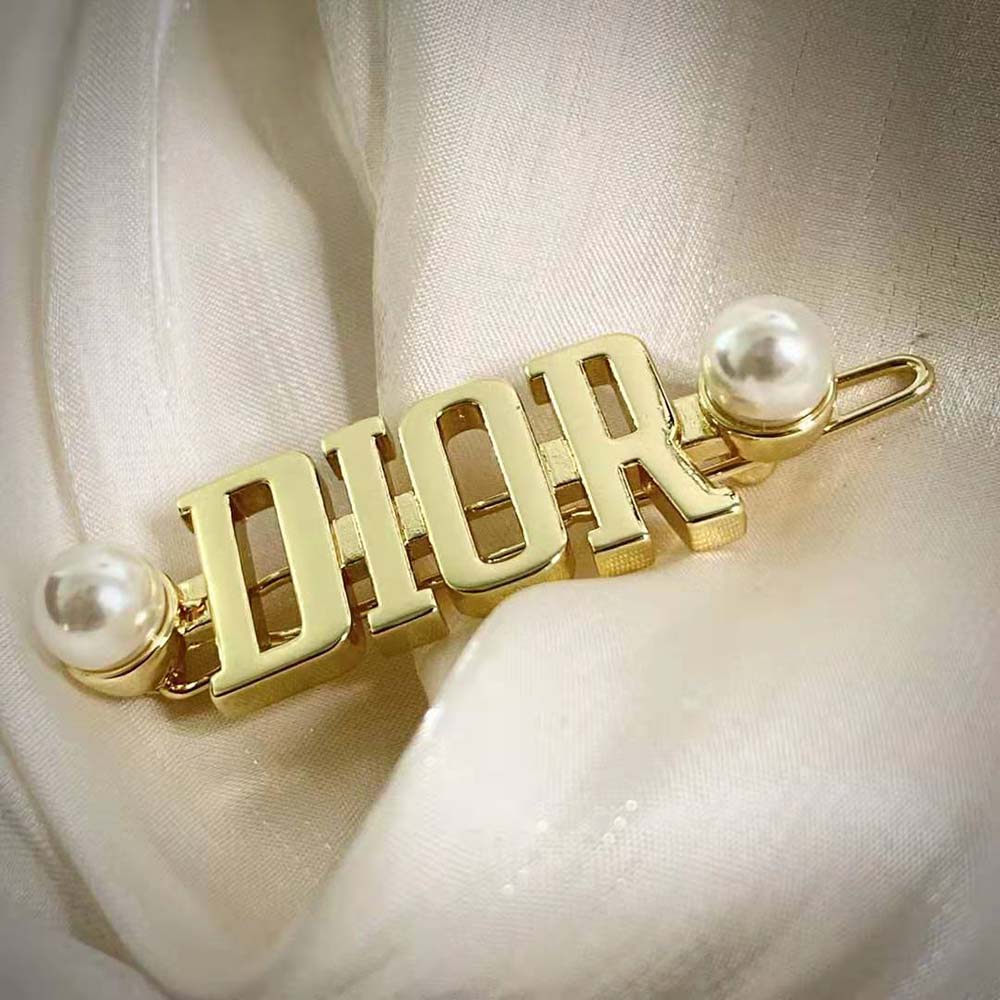Dior Women Dio(r)evolution Barrette Gold-Finish Metal and White Resin Pearls - image 4