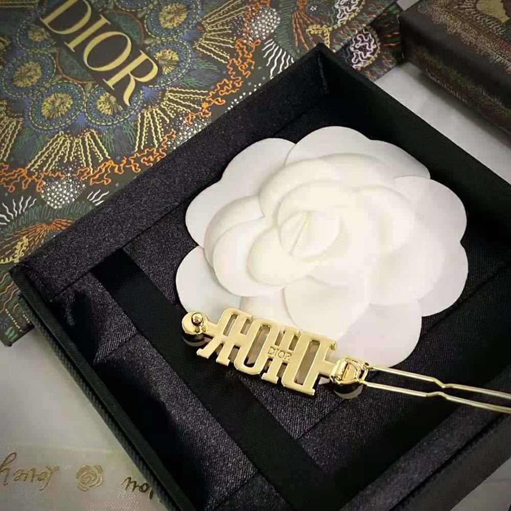 Dior Women Dio(r)evolution Barrette Gold-Finish Metal and White Resin Pearls - image 8