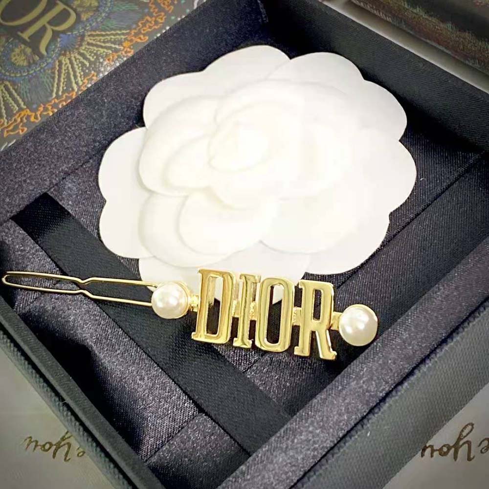 Dior Women Dio(r)evolution Barrette Gold-Finish Metal and White Resin Pearls - image 7