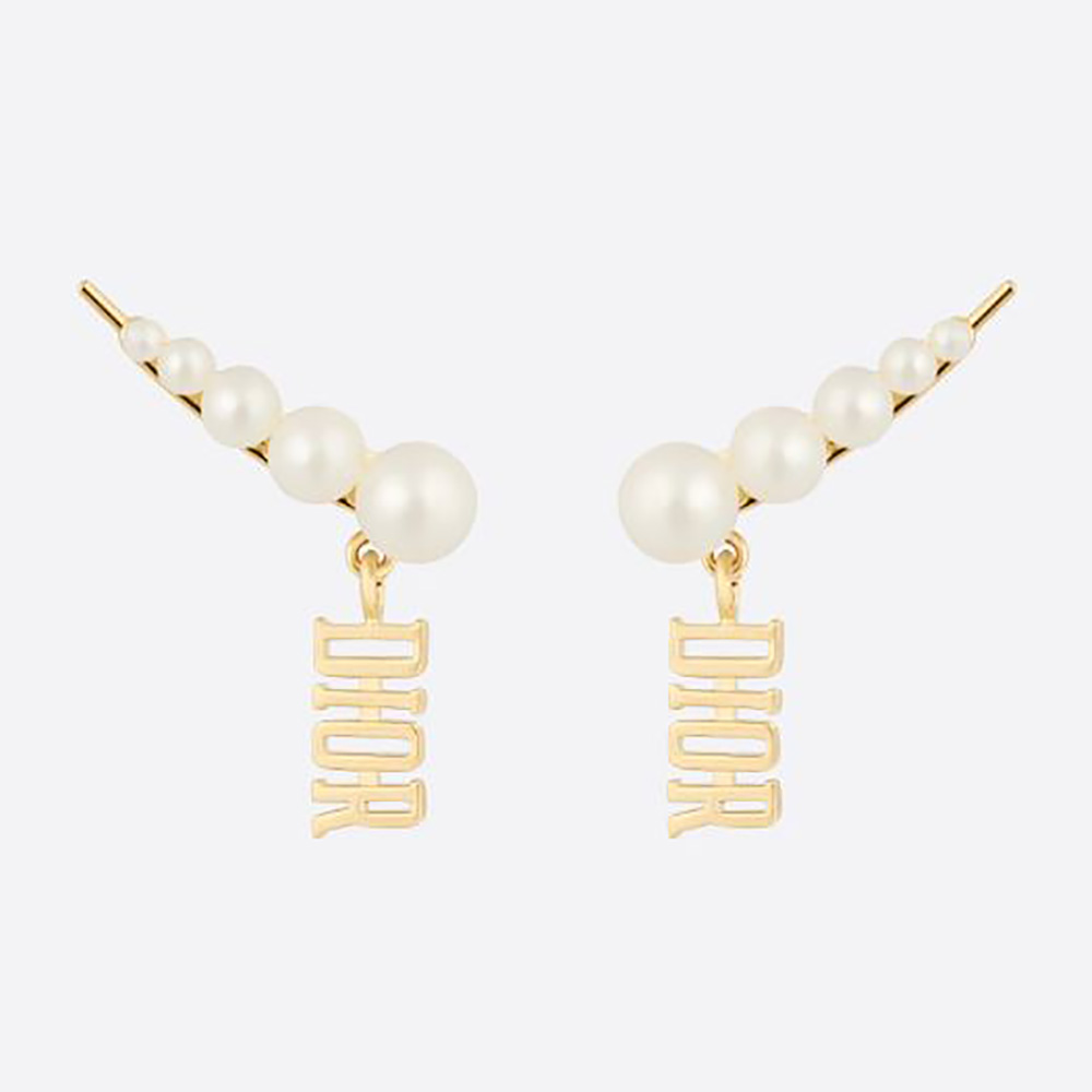 Front view of Dior Women Diorevolution Earrings gold-finish metal and pearls
