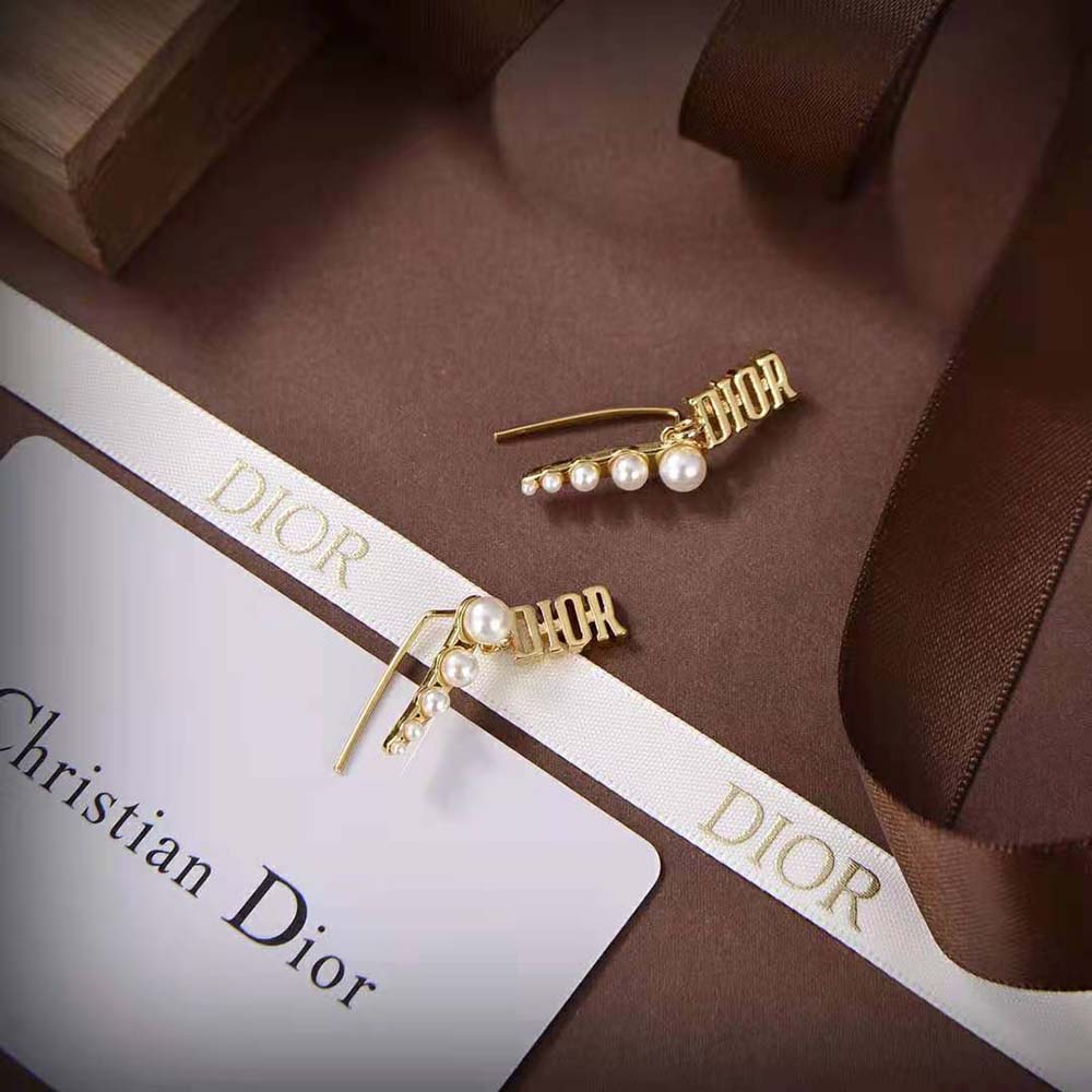 Dior Women Diorevolution Earrings Gold-Finish Metal and White Resin Pearls - image 5