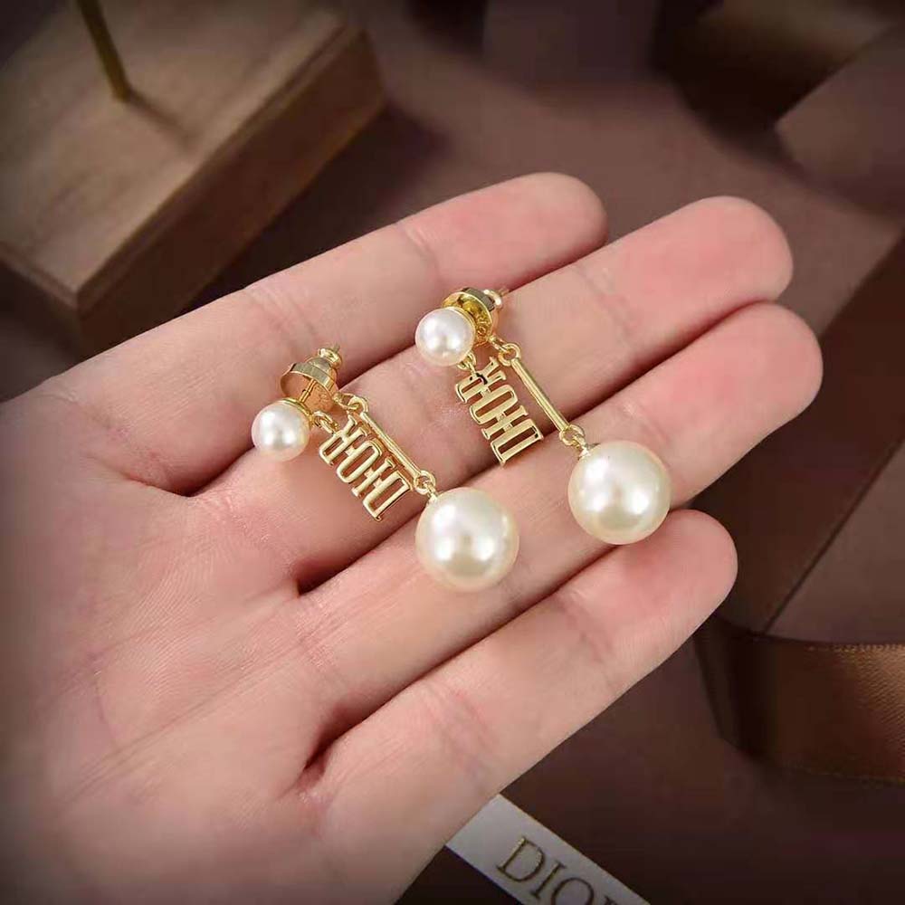 Dior Women Dio(r)evolution Earrings Gold-Finish Metal and White Resin Pearls - image 6