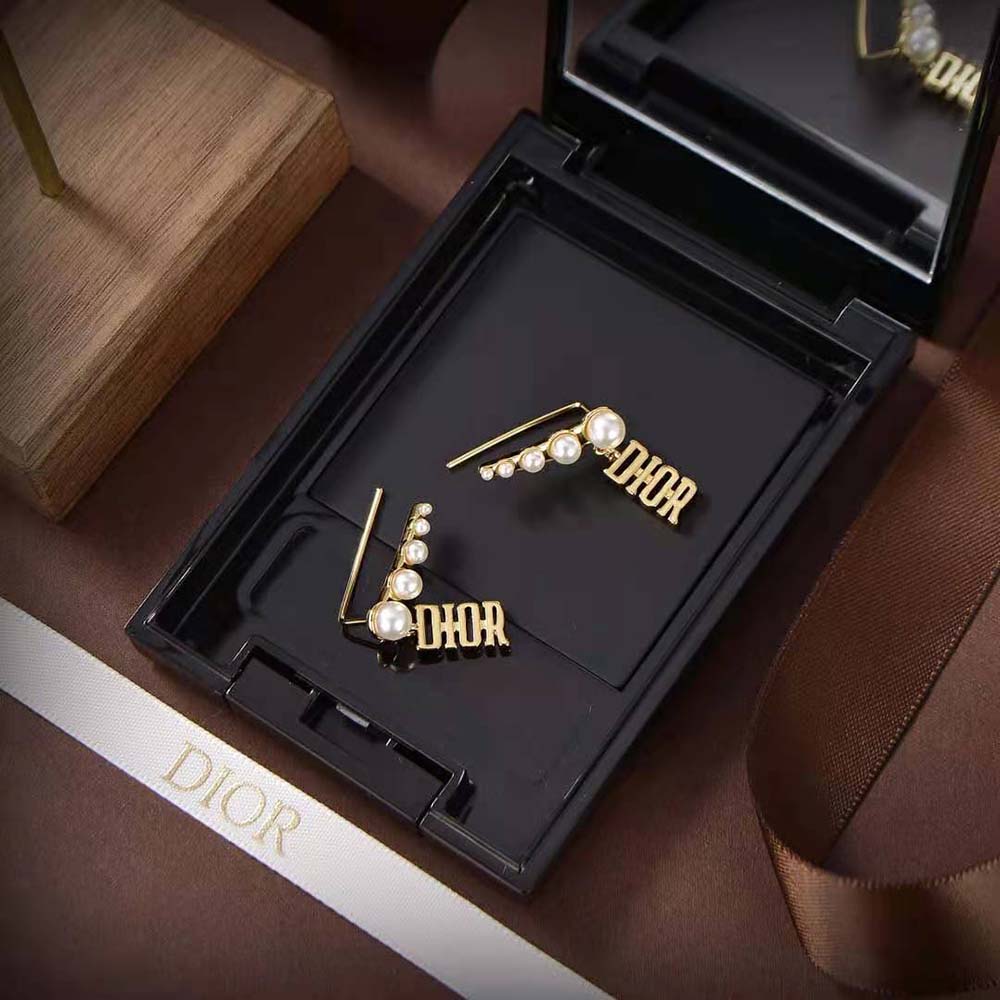 Dior Women Diorevolution Earrings Gold-Finish Metal and White Resin Pearls - image 4
