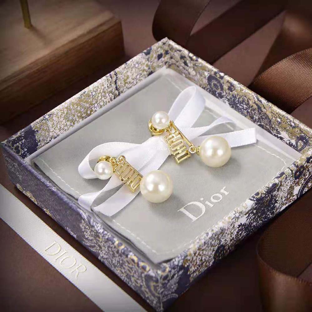 Dior Women Dio(r)evolution Earrings Gold-Finish Metal and White Resin Pearls - image 5