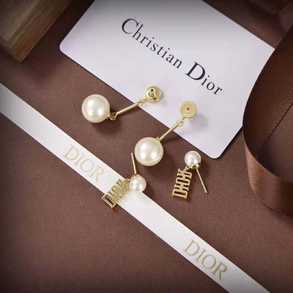 Dior Women Dio(r)evolution Earrings Gold-Finish Metal and White Resin Pearls - image 4