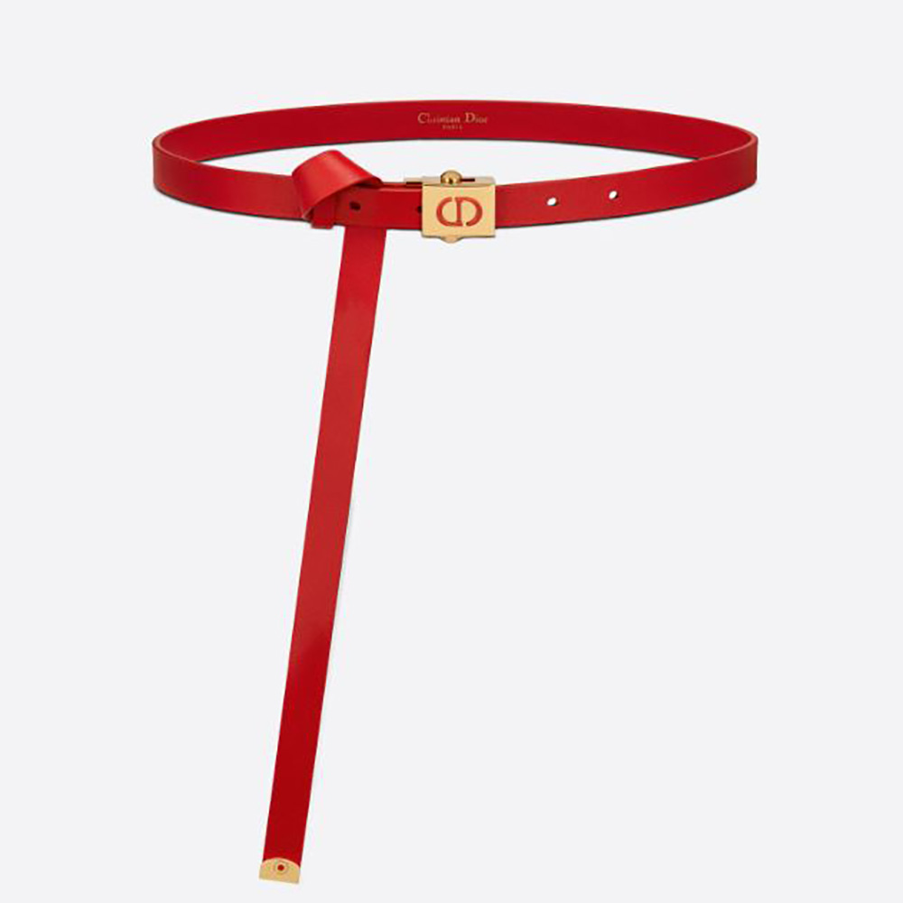 Front angle close-up of Dior Women Diorpolytechnique Belt Bright Red Smooth Calfskin 17 MM