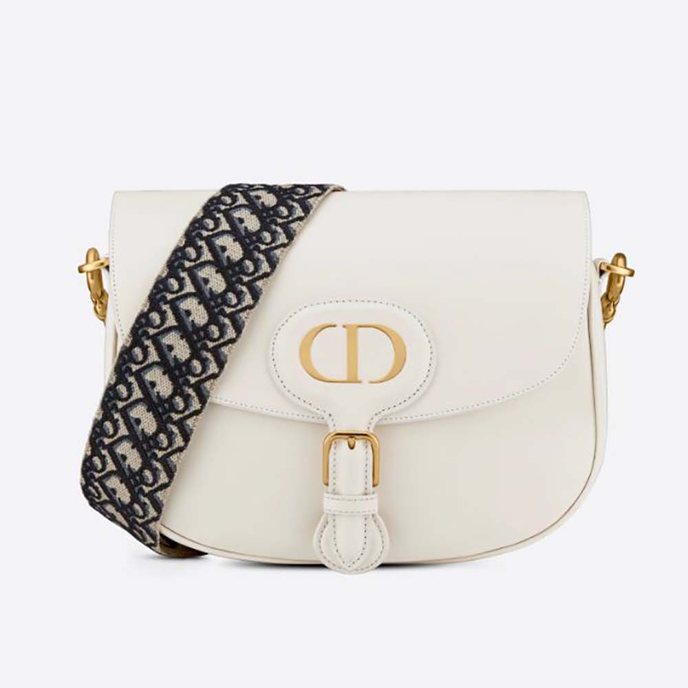 Front view of Dior Women Large Dior Bobby Bag Box Calfskin-Beige