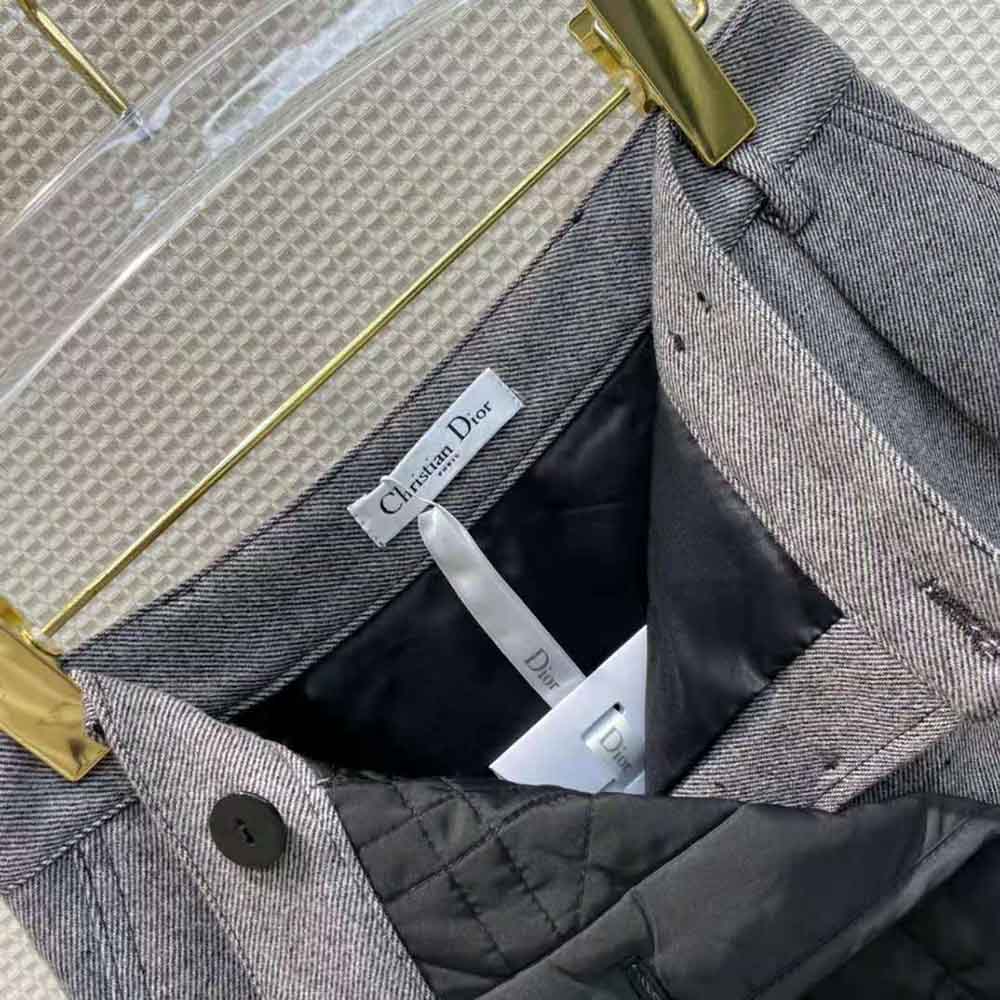 Dior Women Miniskirt with Macrocannage Lining Gray Cotton Drill - image 9