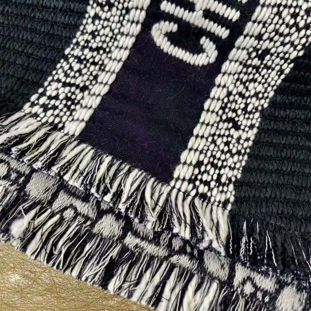 Dior Women Oblique University Reversible Scarf Navy Blue Wool and Silk - image 8