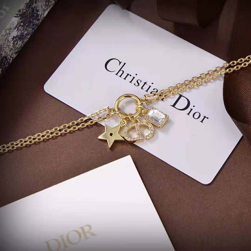 Dior Women Petit CD Bracelet Gold-Finish Metal and White Crystals - image 5