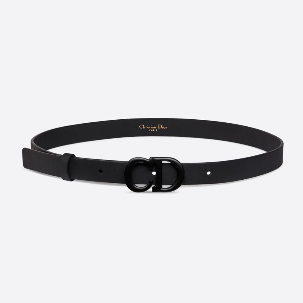 Front view of Dior Women Saddle Belt Black Matte Calfskin 20 MM clasp