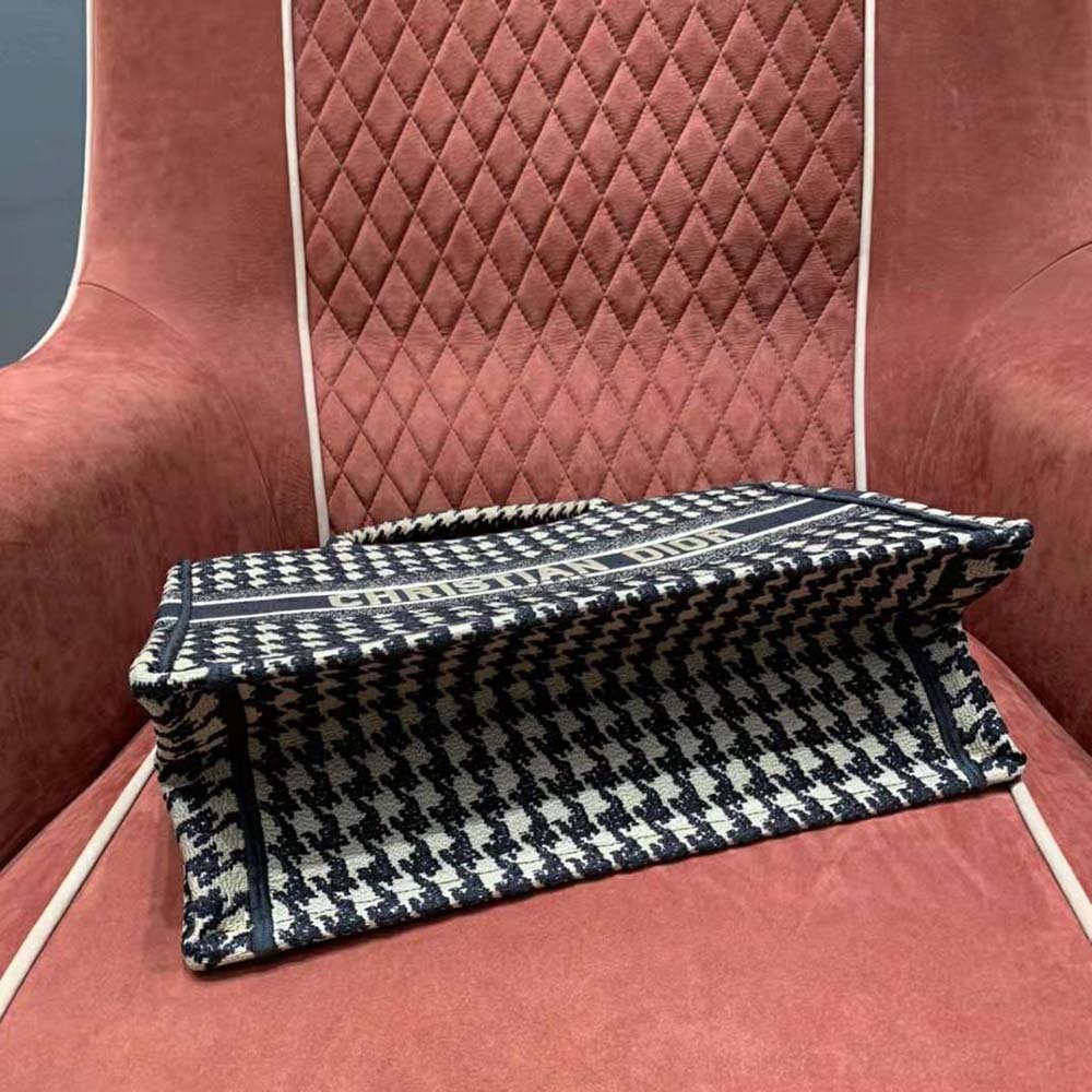 Dior Women Small Dior Book Tote Black Houndstooth Embroidery - image 5