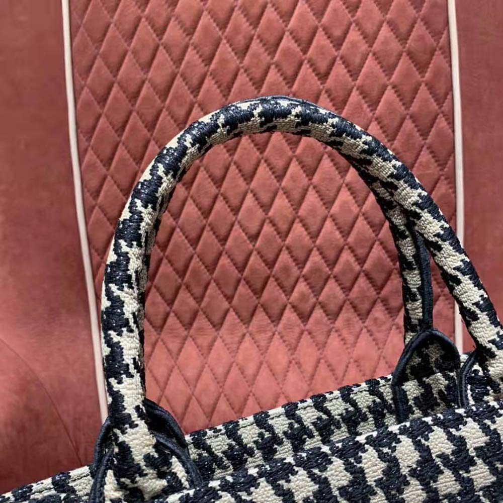 Dior Women Small Dior Book Tote Black Houndstooth Embroidery - image 6