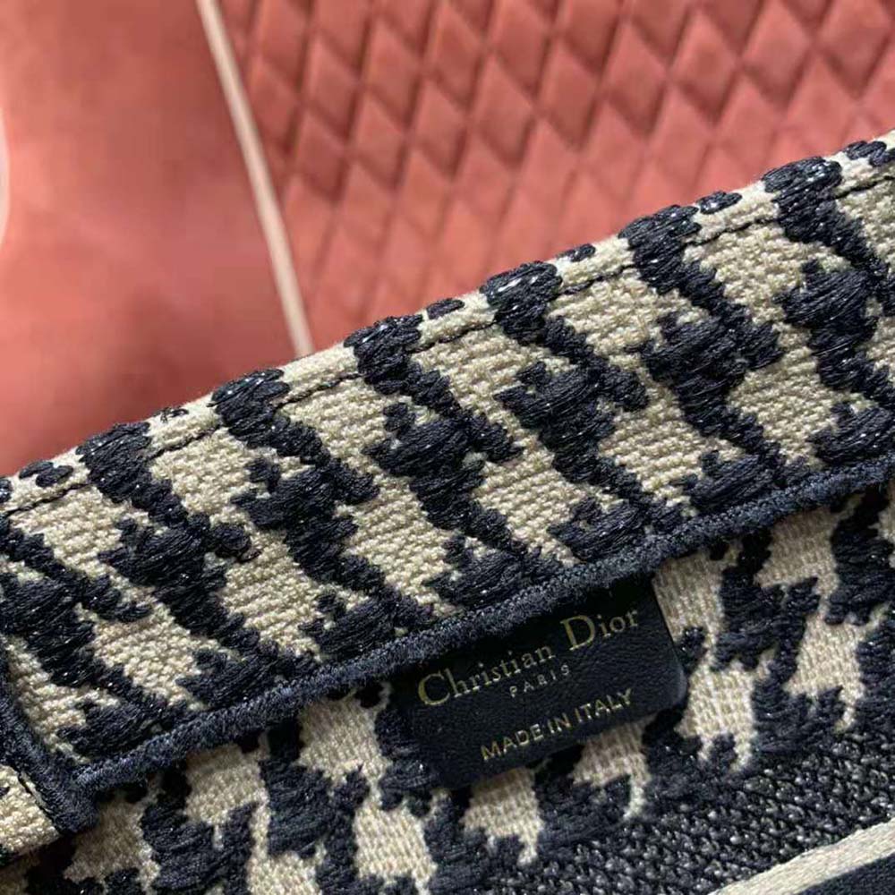 Dior Women Small Dior Book Tote Black Houndstooth Embroidery - image 9