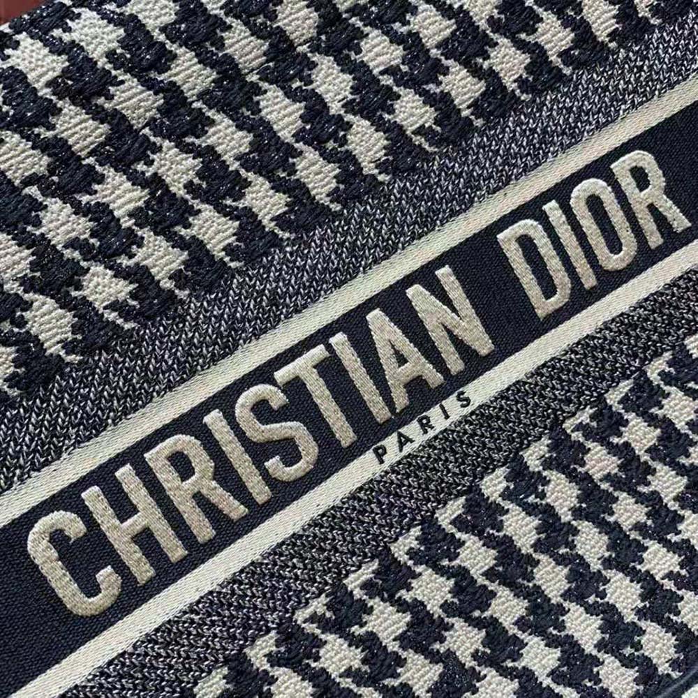 Dior Women Small Dior Book Tote Black Houndstooth Embroidery - image 8