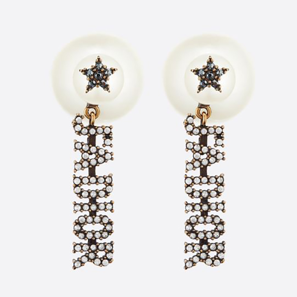 Dior Women Tribales Earrings Antique Gold-Finish Metal