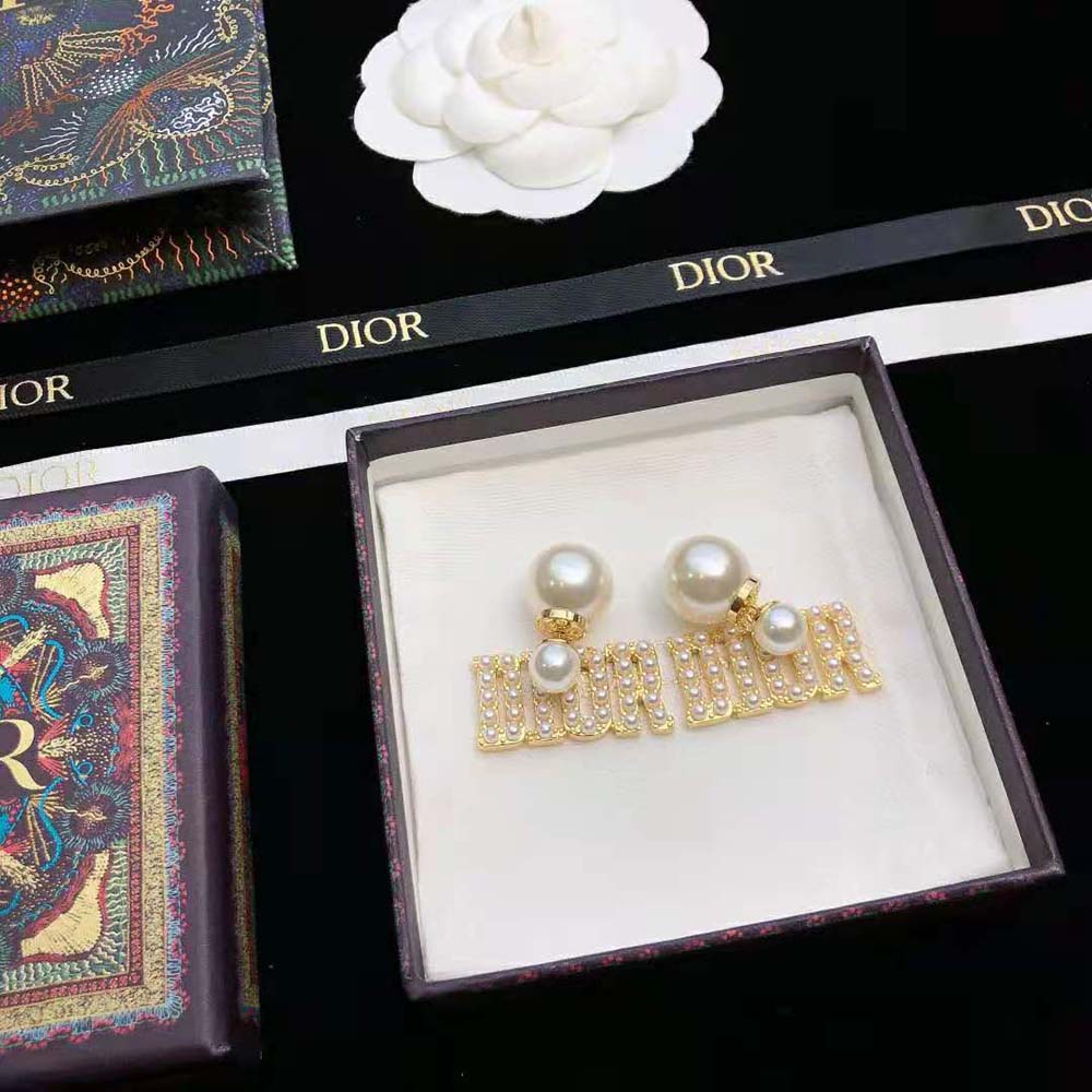 Dior Women Tribales Earrings Gold-Finish Metal and White Resin Pearls - image 5