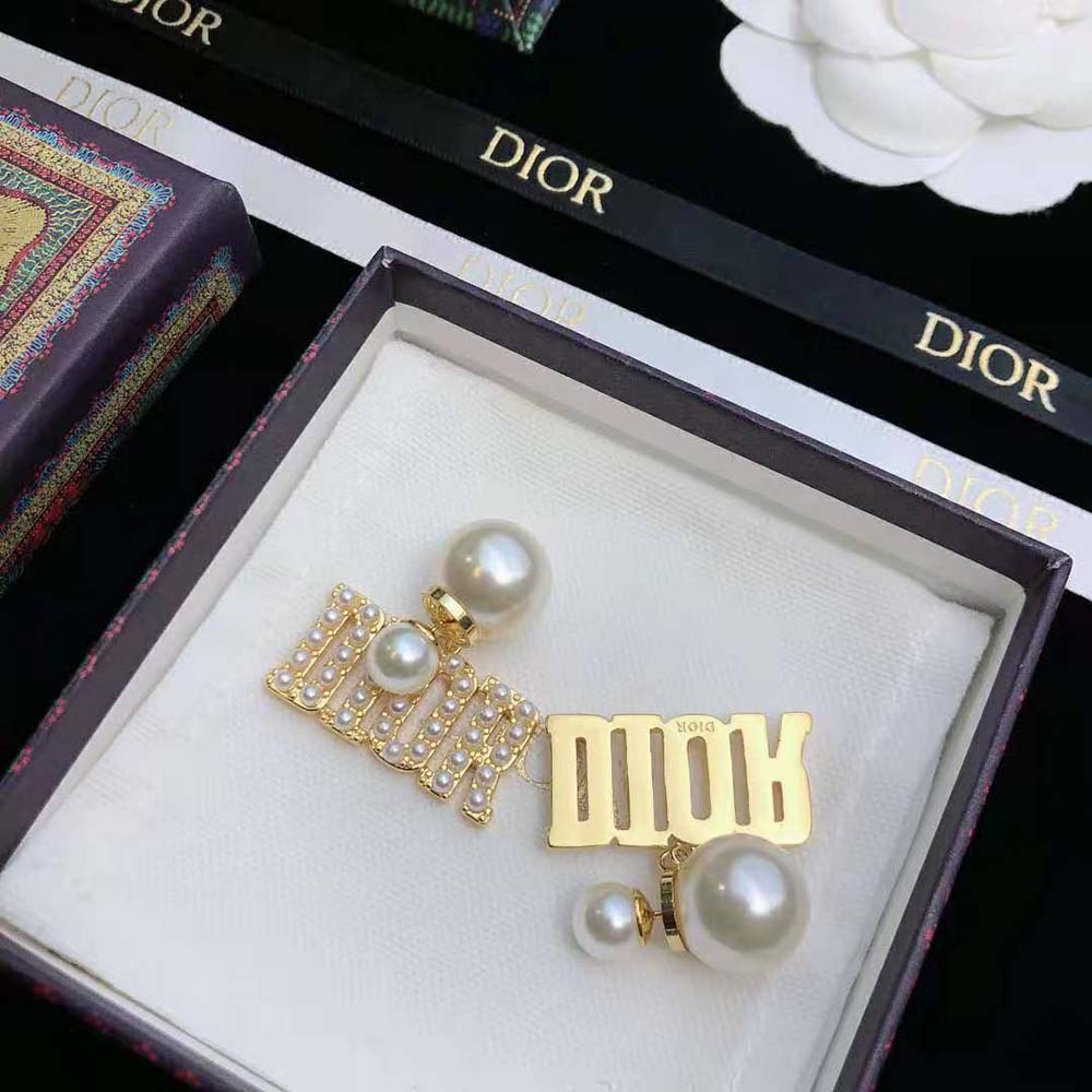 Dior Women Tribales Earrings Gold-Finish Metal and White Resin Pearls - image 7