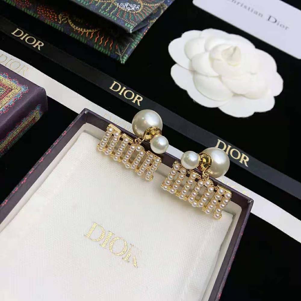 Dior Women Tribales Earrings Gold-Finish Metal and White Resin Pearls - image 6