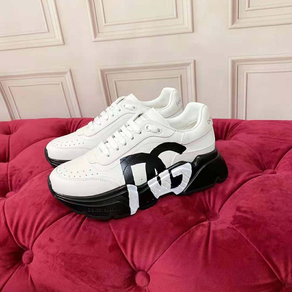 Top-down view showing laces and calfskin texture on Daymaster Sneakers