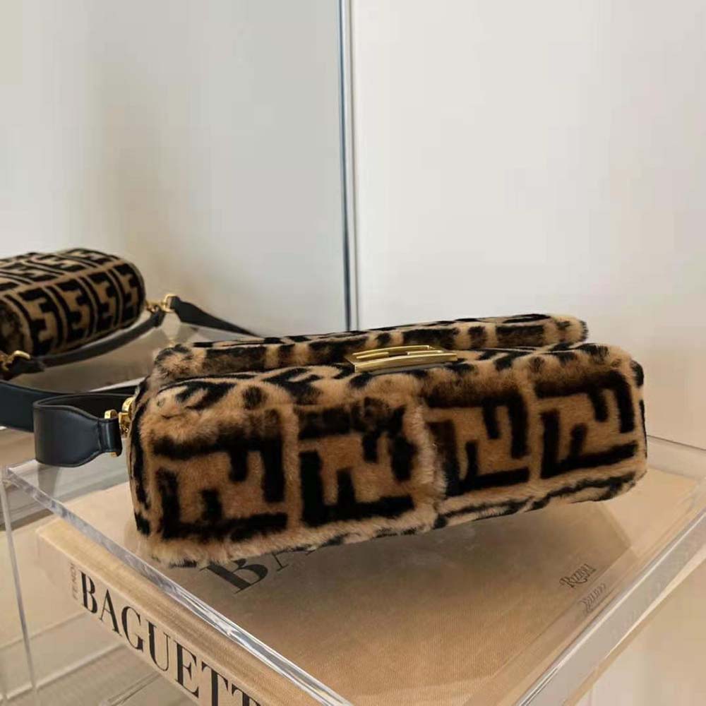 Fendi Women Baguette Brown Sheepskin Bag - image 4
