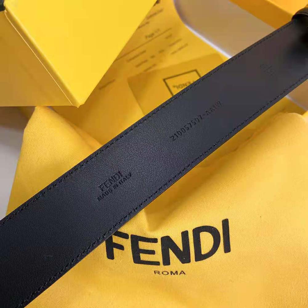 Fendi Women Belt with Loop and FF Stud Buckle-Black - image 9