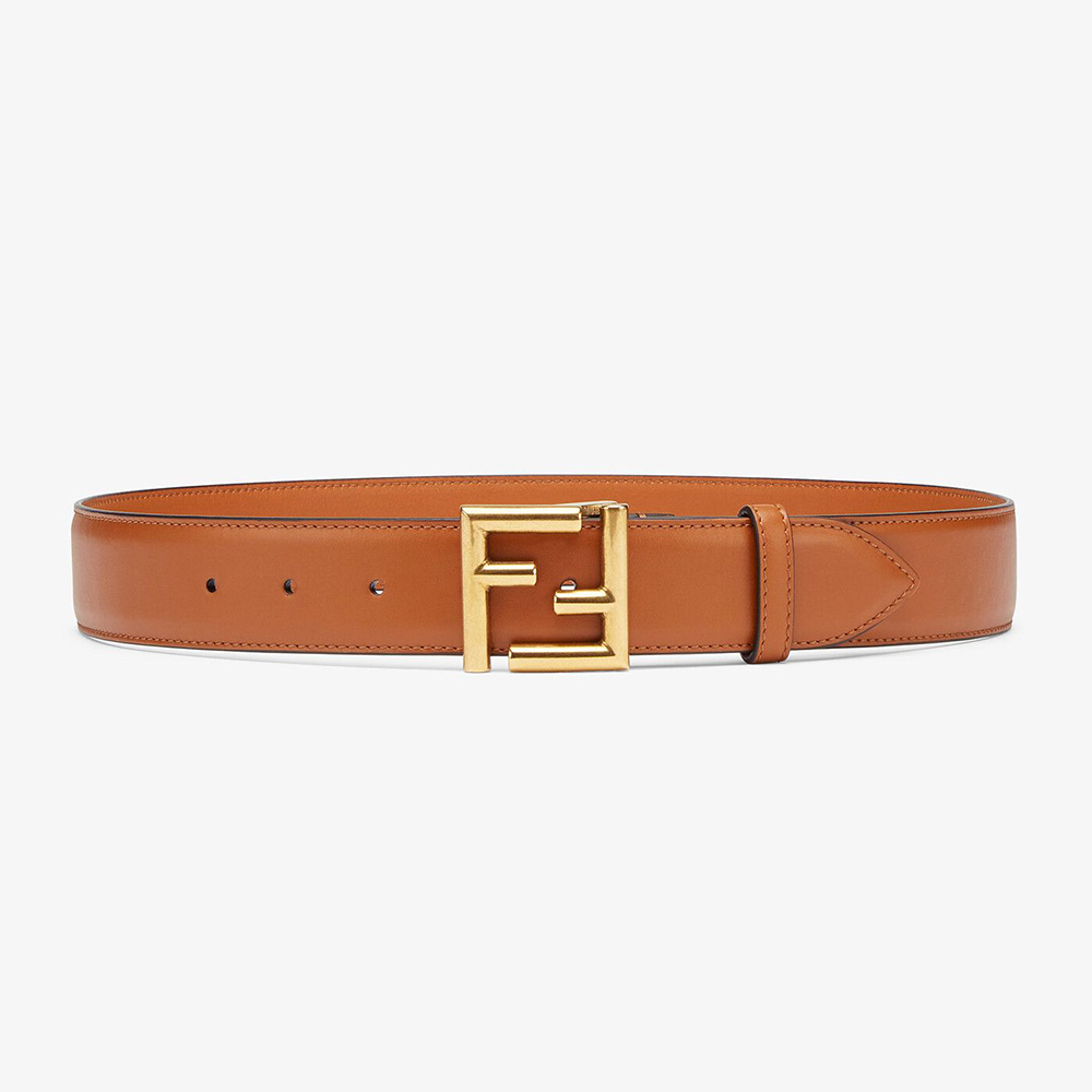 Fendi Women Belt with Loop and FF Stud Buckle-Brown - image 1