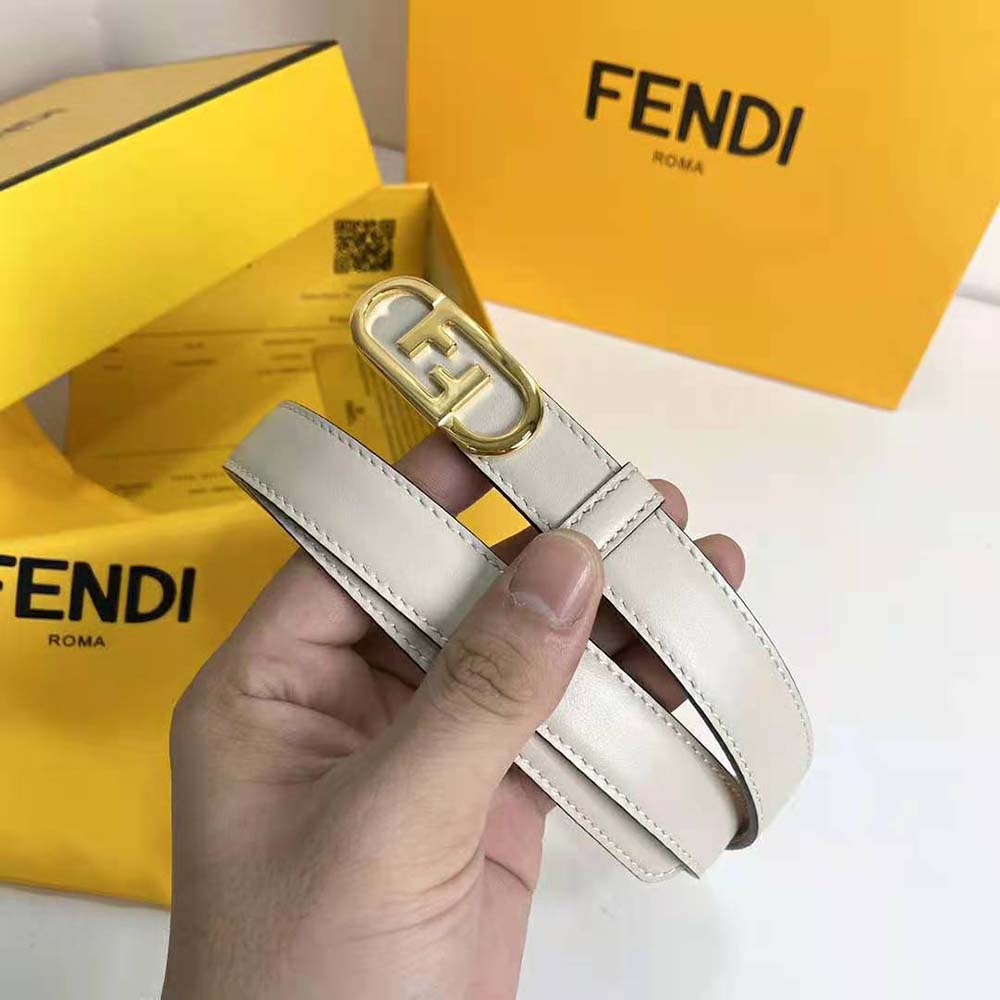 Fendi Women Narrow Belt with Loop and Fendi O Lock Stud Buckle - image 4