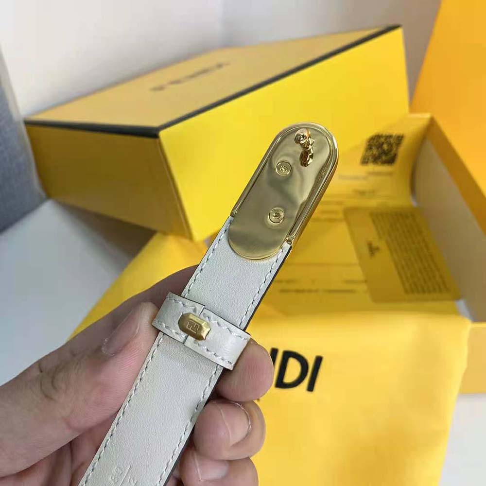 Fendi Women Narrow Belt with Loop and Fendi O Lock Stud Buckle - image 8