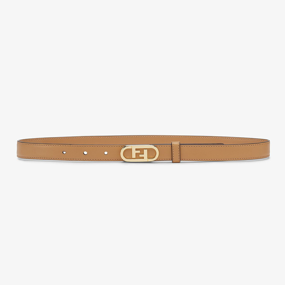 Front view of Fendi Women Narrow Belt with Loop and Fendi OLock Stud Buckle