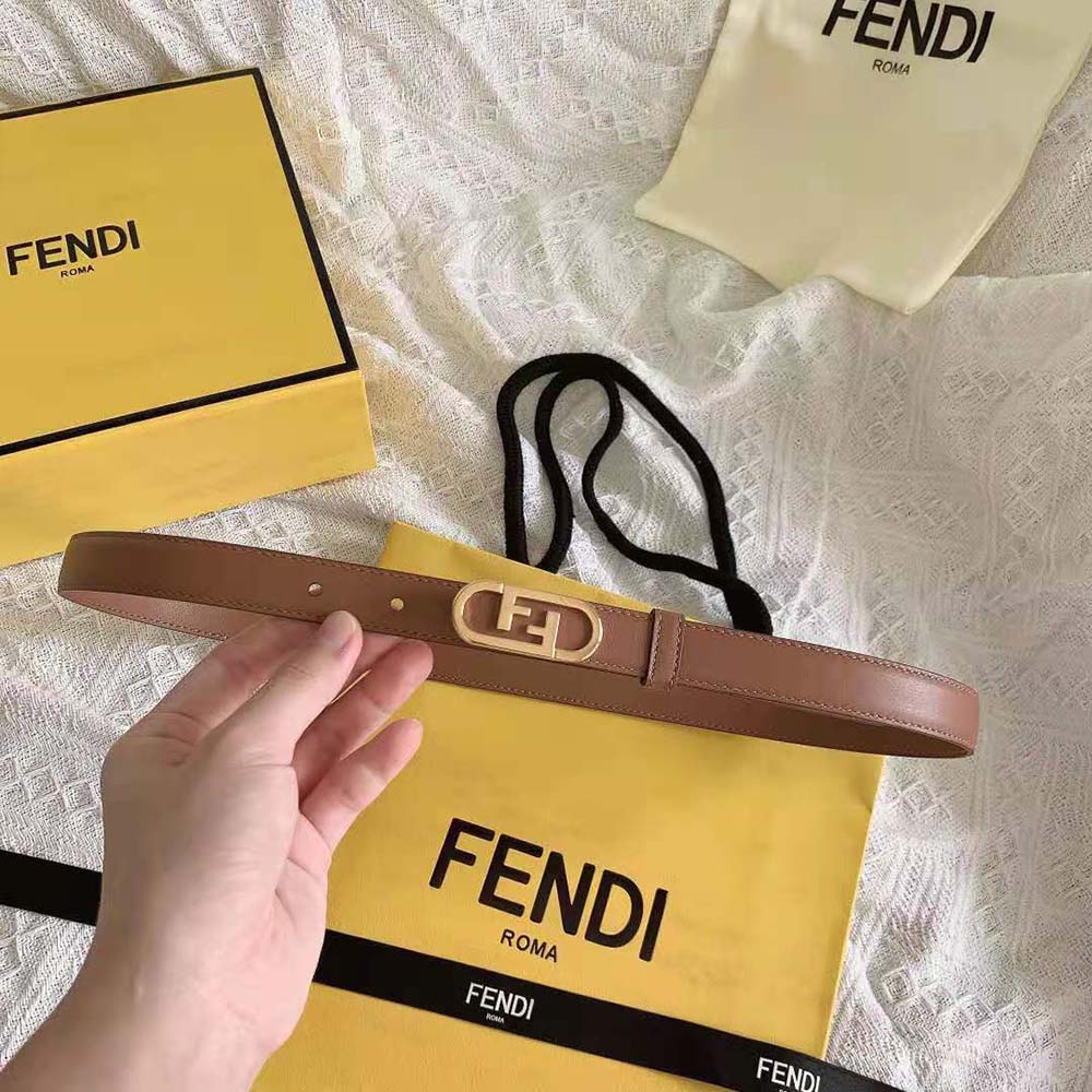 Fendi Women Narrow Belt with Loop and Fendi OLock Stud Buckle - image 8