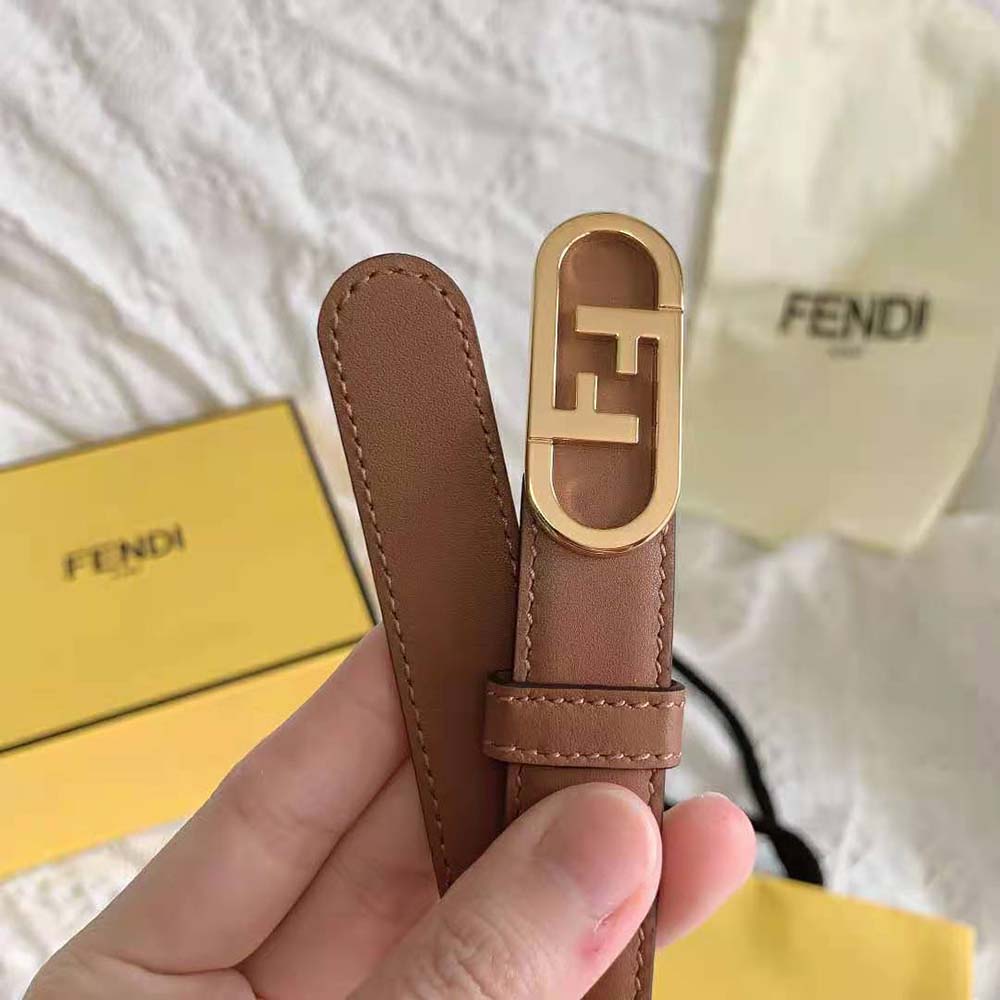 Fendi Women Narrow Belt with Loop and Fendi OLock Stud Buckle - image 7