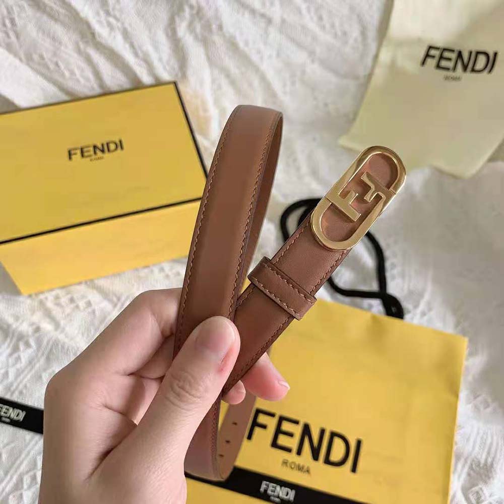 Fendi Women Narrow Belt with Loop and Fendi OLock Stud Buckle - image 6